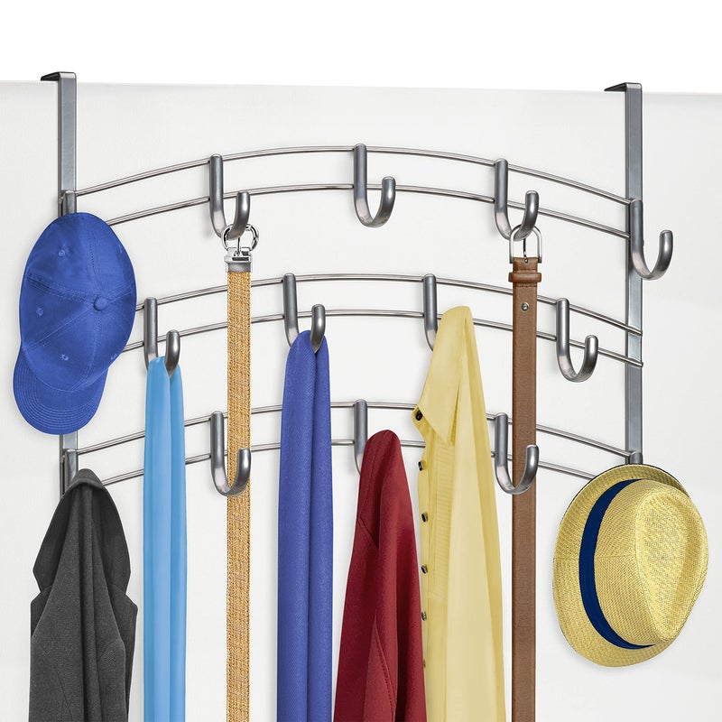 LYNK ProfessionalÂ® Homeâ„¢ Over Door Hooks Rack - 14 Hook Over Door Hanger - Over Door Towel Rack - Hanging Towels or Clothes - Bathroom, Bedroom or Laundry Room - Lifetime Ltd. Warranty - Platinum - Image 2